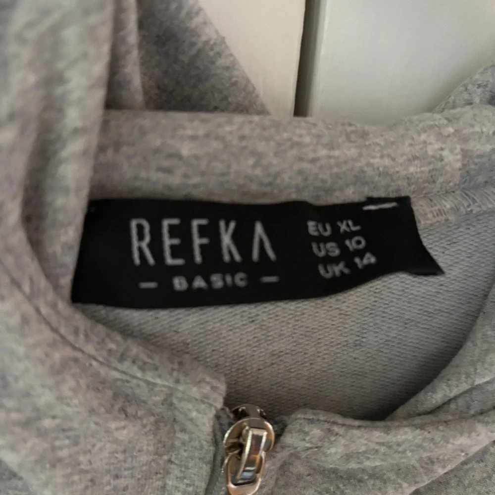 Refka Women's Casual Gray Utility Jacket Full Zip‎ Hooded Sweatshirt Size US 10